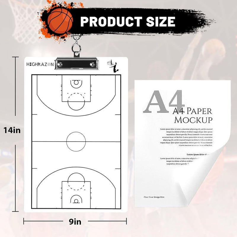 HIGHRAZON Basketball Coaches Clipboard,White Double-Sided Dry Erase Coach Clipboard, Basketball Whiteboard for Coaches, White Board with Marker for Coaches Gift - Image 3